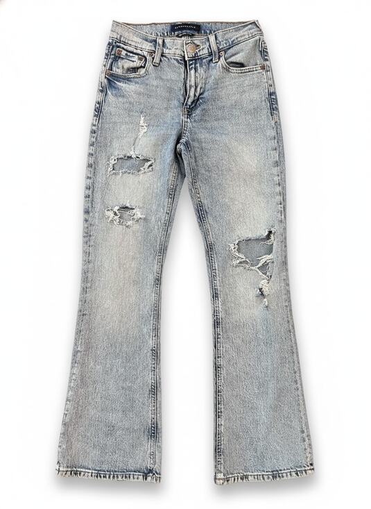 Aeropostale Denim - Aeropostale High Rise Flare Distressed Jeans Womens 0S Y2K 90s Chic Light Wash